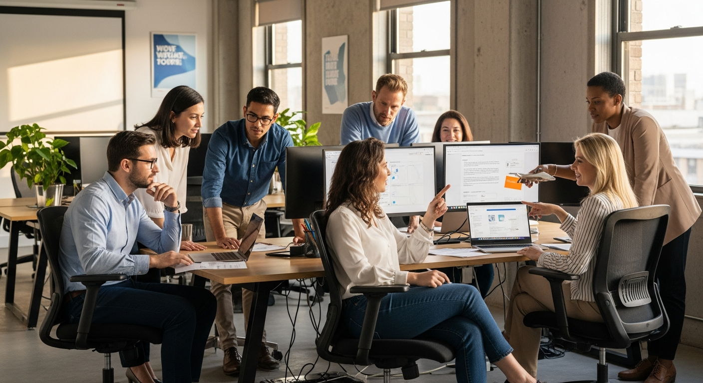 Dental Conquer professional team collaborating in a modern office